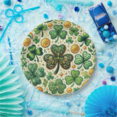 St. Patrick's Day Shamrock en goud patroon Papieren Bordje (Feest)