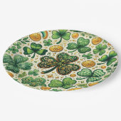 St. Patrick's Day Shamrock en goud patroon Papieren Bordje (Gekanteld)