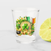 St. Patrick's Day Shamrock en Ierse Vlag Shot Glas (Voorkant)