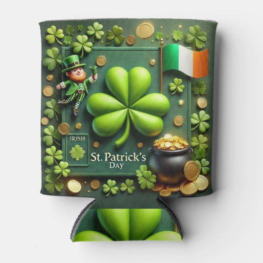 St. Patrick's Day Shamrock en Leprechaun Blikjeskoeler (Voorkant)