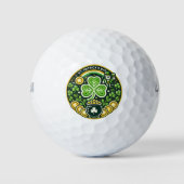 St. Patrick's Day Shamrock en pot met goud Golfballen (Voorkant)