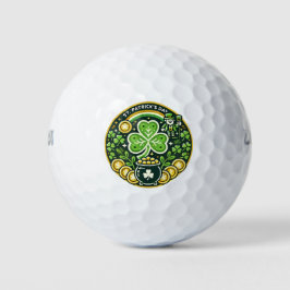 St. Patrick's Day Shamrock en pot met goud Golfballen