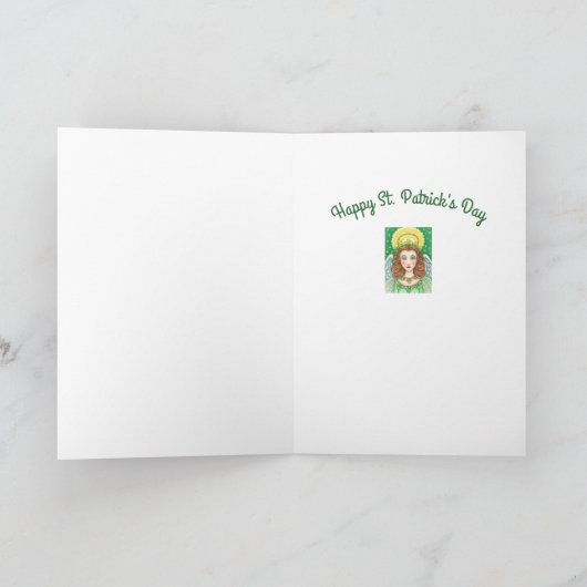 ST. PATRICK'S DAY SHAMROCK ENGEL, IERSE ZEGENINGEN FEESTDAGEN KAART (Binnen)