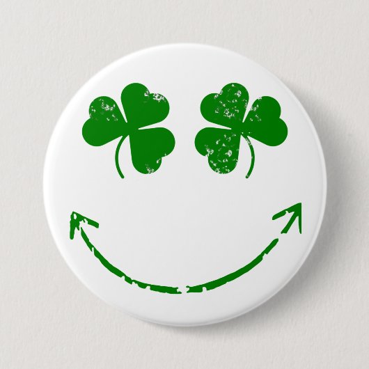 St Patrick's Day Shamrock face humor Ronde Button 7,6 Cm (Voorkant)
