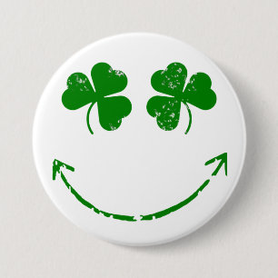 St Patrick's Day Shamrock face humor Ronde Button 7,6 Cm