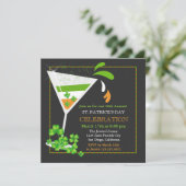 St. Patricks Day Shamrock Flag Cocktail Invitation Kaart (Staand voorkant)