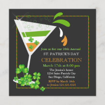 St. Patricks Day Shamrock Flag Cocktail Invitation