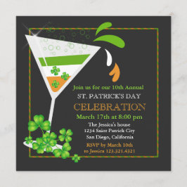 St. Patricks Day Shamrock Flag Cocktail Invitation Kaart