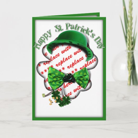 St. Patrick's Day Shamrock Frame met verstelbare s Kaart (Voorkant)