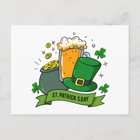 St Patricks Day Shamrock Gold Beer Pet | FEESTDAGE Feestdagenkaart (Voorkant)