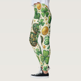 St. Patrick's Day Shamrock & Gold Dames Leggings