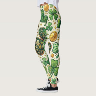 St. Patrick's Day Shamrock & Gold Dames Leggings