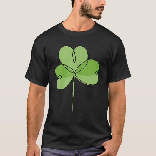 St Patricks Day Shamrock Green 3 Leaf Clover Line T-shirt (Voorkant)