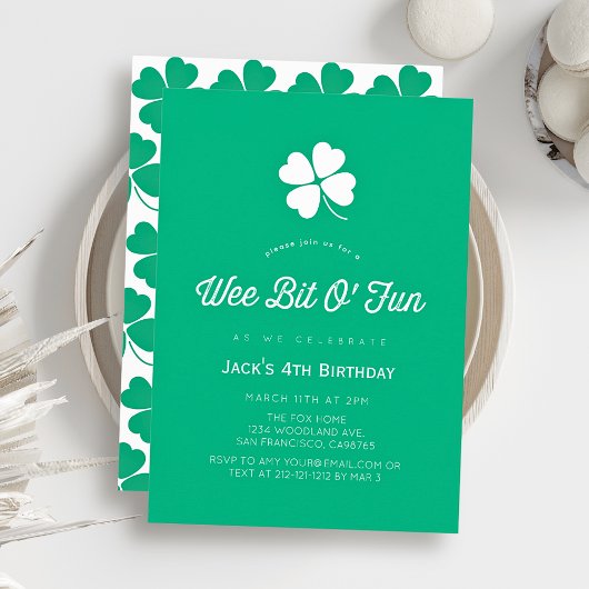 St. Patrick's Day Shamrock Green Boy Birthday Kaart