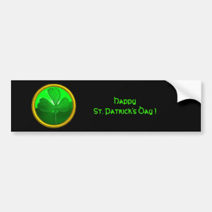 ST. PATRICK'S DAY SHAMROCK Green Gold Black Bumpersticker