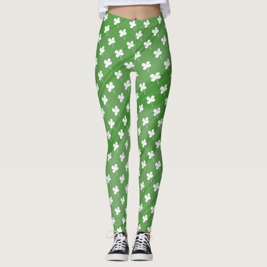St Patrick's Day Shamrock Green Pattern Leggings (Voorkant)
