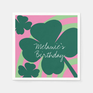 St. Patrick's Day Shamrock Groen Regenboog Roze Fe Servet