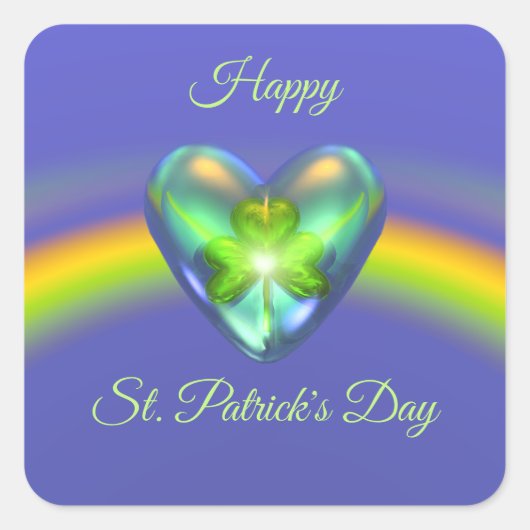 St. Patricks Day Shamrock Hart Vierkante Sticker (Voorkant)