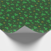 St. Patricks Day Shamrock & Horseshoes Green Gold Cadeaupapier (Hoek)