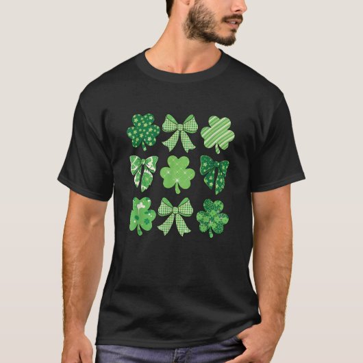 St Patricks Day Shamrock Ierse Coquette Bow Vrouwe T-shirt (Voorkant)