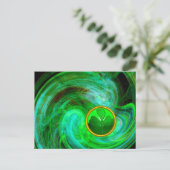 ST PATRICKS DAY SHAMROCK IN BLAUW GROENE FRACTALS FEESTDAGENKAART (Staand voorkant)