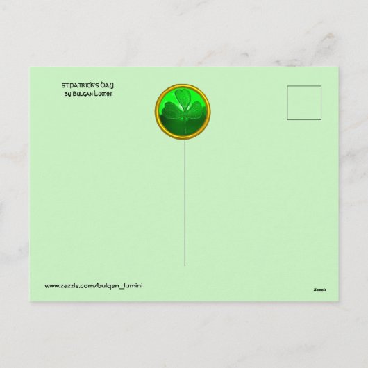 ST PATRICKS DAY SHAMROCK IN BLAUW GROENE FRACTALS FEESTDAGENKAART (Achterkant)
