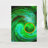 ST PATRICKS DAY SHAMROCK IN BLAUW GROENE FRACTALS KAART (Voorkant)
