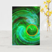 ST PATRICKS DAY SHAMROCK IN BLAUW GROENE FRACTALS KAART (Gele Bloem)