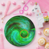 ST PATRICKS DAY SHAMROCK IN BLAUW GROENE FRACTALS PAPIEREN BORDJE