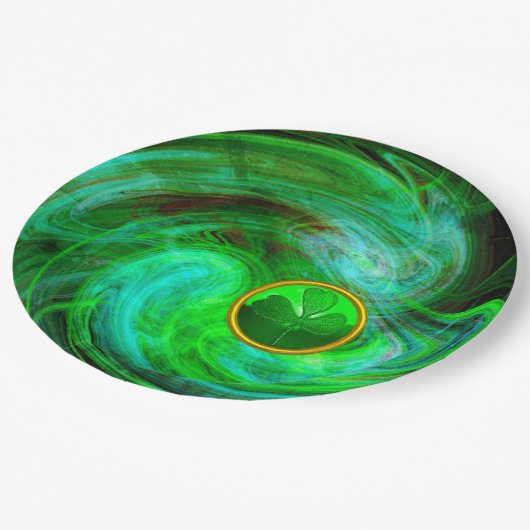ST PATRICKS DAY SHAMROCK IN BLAUW GROENE FRACTALS PAPIEREN BORDJE (Gekanteld)