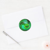 ST PATRICKS DAY SHAMROCK IN BLAUW GROENE FRACTALS RONDE STICKER (Envelop)