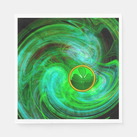 ST PATRICKS DAY SHAMROCK IN BLAUW GROENE FRACTALS SERVET (Voorkant)