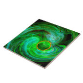 ST PATRICKS DAY SHAMROCK IN BLAUW GROENE FRACTALS TEGELTJE (Zijkant)