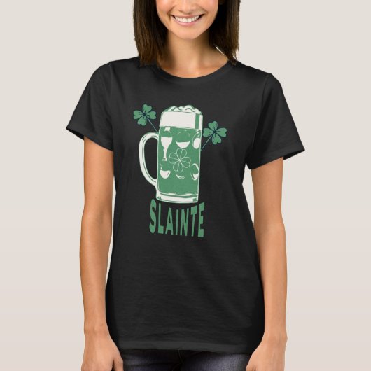 St Patricks Day Shamrock Irish Beer Drinking Slain T-shirt (Voorkant)