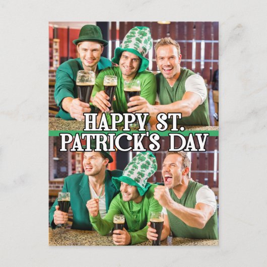 St Patrick's Day Shamrock Irish Celtic 2-foto's Briefkaart (Voorkant)