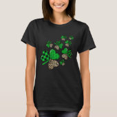St Patricks Day Shamrock Irish Leopard Print Plaid T-shirt (Voorkant)