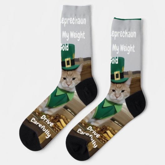 St. Patrick's Day Shamrock Kat Humor Sokken (Links)