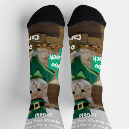 St. Patrick's Day Shamrock Kat Humor Sokken