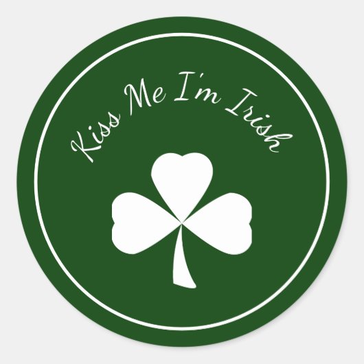St. Patrick's Day Shamrock Kiss Me I'm Irish Green Ronde Sticker (Voorkant)