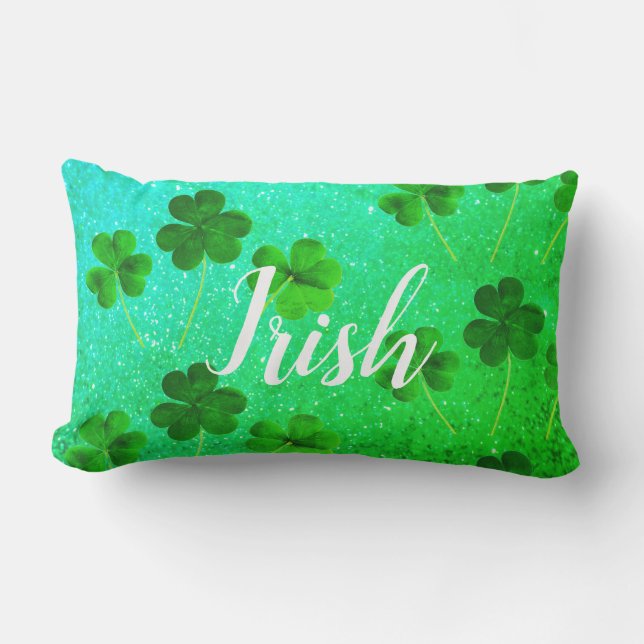 St Patrick's Day Shamrock Leaf Glitter Green Ombre Buitenkussen (Voorkant)