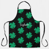 St Patrick's Day Shamrock Leaf Groen Zwart 2024 Schort (Voorkant)