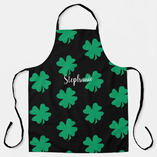 St Patrick's Day Shamrock Leaf Groen Zwart 2024 Schort (Voorkant)