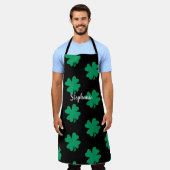 St Patrick's Day Shamrock Leaf Groen Zwart 2024 Schort (Gedragen)