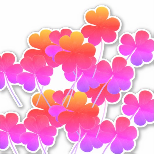 St Patrick's Day Shamrock Leaf Pink Kleurrijk Scha Sticker (Voorkant)