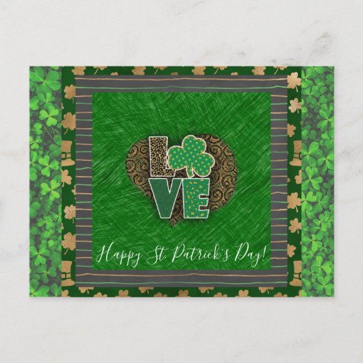 St Patricks Day Shamrock Love Briefkaart (Voorkant)