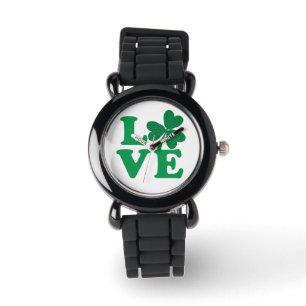 St. Patrick's Day Shamrock Love Horloge