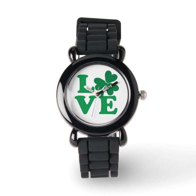 St. Patrick's Day Shamrock Love Horloge (Voorkant)