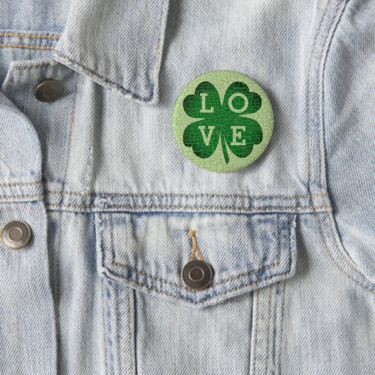 St Patrick's Day Shamrock Love Ronde Button 5,7 Cm (In situ)