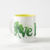 St. Patrick's Day Shamrock Love Tweekleurige Koffiemok (Voorkant links)
