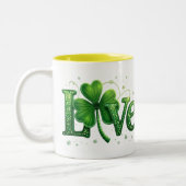 St. Patrick's Day Shamrock Love Tweekleurige Koffiemok (Links)